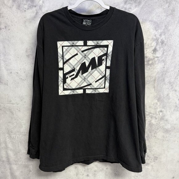 Vintage FMF T Shirt Mens XL Black Long Sleeve Y2K 90s Racing Grunge - Picture 1 of 16
